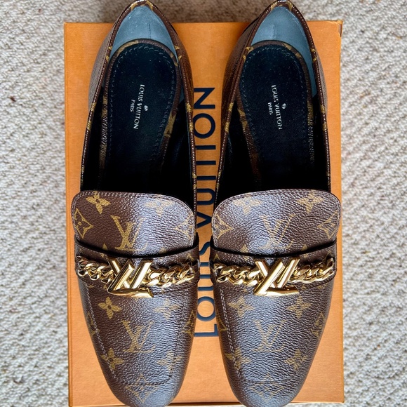 LOUIS VUITTON Monogram Canvas Upper Case Loafer Flats Size 41/10.5 - Picture 1 of 10